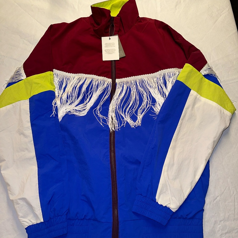 ASOS Western Red, White & Blue Fringe Jacket / Wind Breaker ~ NEW